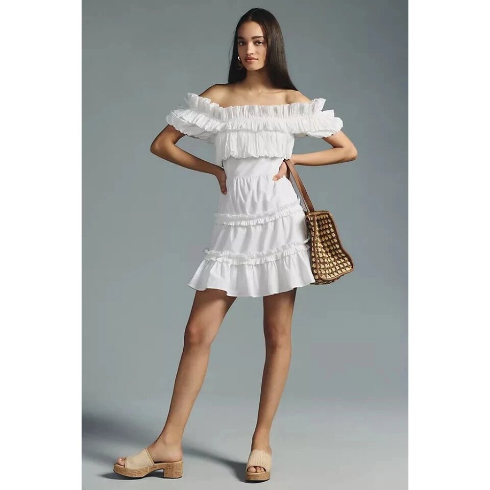 Love The Label Anthropologie Off-The-Shoulder Rosaline Mini Dress White L